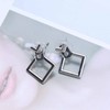 Jugielu Boho Square Ear Jacket Earrings Silver Hollow Square Earrings