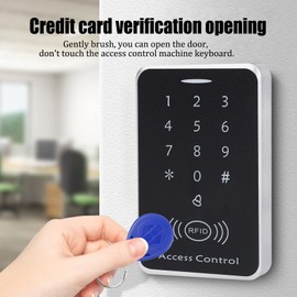 Control de Acceso Puerta, 125 kHz Lector de Tarjetas RFID Máquina de Teclado Acceso por contraseña con 10 Piezas de llaveros RFID Kit de de Control de Acceso para Hogar,