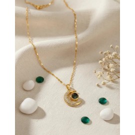 Collar dije de luna proyector te amo en 100 idiomas para mujer chapada en oro de 18k media luna colgante Iluminar Ambiente tubo 50cm