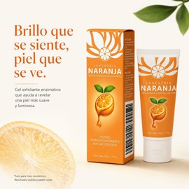 Oficial Luxevéria Naranja Gel Exfoliante Facial, Aroma a Naranja, con Sodium Hyaluronate, Sorbitol y Vitamin E, Textura Ligera No Grasosa, 50 g (1)