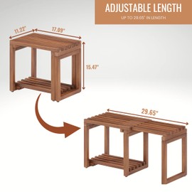 Tranquillo Extend Length 29 Inches Shower Stool Bench Chair (Teak, 29 Inch)