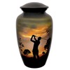 Akanksha Arts Cremation Urn, Burial Urns. Lovely Golfer Golf Design.