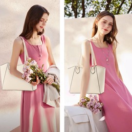 CHICAROUSAL Tote Bag for Women Large Handbags and Purses for Women PU Leather Womens Shoulder Bags (alz Cream Beige YB)