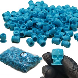 Skull Tattoo Ink Caps Cups - MIUXIA 200pcs Disposable Tattoo Caps Ink Cups for Tattooing Pigment Cups Skull Plastic Tattoo Cups for Ink Tattoo Supplies