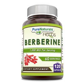 Pure Naturals Berberine 1000mg Per Serving 120 Capsules Supplement | Non GMO | Gluten Free | Made in USA