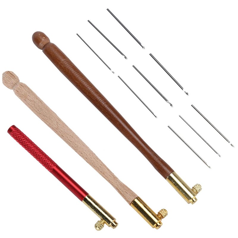 Crochet Hook, 3-Piece Embroidery Crochet Hooks with 9 Needles, Wooden