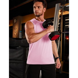 TACVASEN Mens Sleeveless Shirts 2-Pack Dry Fit Gym Tops Soft Breathable Lightweight Tank Workout Running Mucle Shirts for Men Pink Light Grey XL