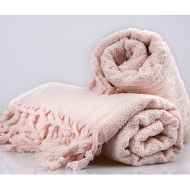Kalkedon Turkish Cotton Towels, Oversized, Soft, Absorbent, Quick Dry, Odor Resistant, Machine Washable (Light Pink, 2 Hand Towels)