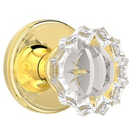 SHINY HANDLES Antique Crystal Door Knobs, Passage Door Knob Polished Gold Interior Glass Door Knob for Hall and Closet, 1 Pack