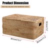 Hipiwe Rattan Basket With Lid Rectangular Lidded Basket Natural Hand-Woven