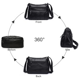 ModaZeal Black Handbag for Women Soft PU Leather Crossbody Bags Ladies Shoulder Bags Vintage Messenger Bag for Daily Use