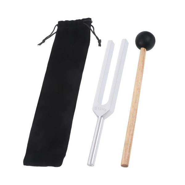 Tuning Forks for Healing,512 HZ Tuning Fork,Aluminium Alloy,Silver,with Wooden Gong