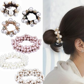 BetterJonny Pearl Hair Tie, Stylish, Pearl, Hair Accessory, Stylish, Pearl, Bubble, Simple, Hair Accessory, Hair Arrangement, Commuting, Casual, Trendy Accessory, Women's, Office Fashion, Cute, Gift, Pearl Crystal Design