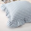 Silnuo Light Blue Plaid Ruffle Throw Pillow Covers Set of