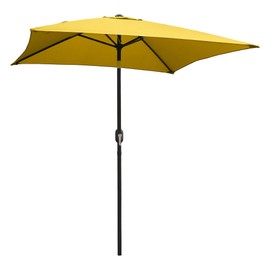 MAYPEX 6.5 Ft Patio Umbrella with Tilt and Crank Square Beach Umbrella Weather Resistant Durable 6 Sturdy Steel Ribs Market Umbrella Outdoor Patio, Yellow