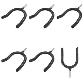 Aracombie 6Pcs Heavy Duty Screw-in U-Shaped Utility Hooks, Black Corrosion-Resistant Wall Mounted Utility Hooks for Garage Storage and Garden Tools, Durable Steel Construction with Anti-Rust Coating