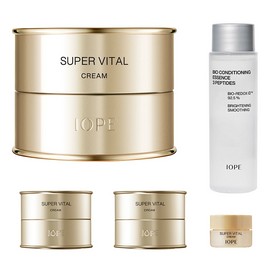 IOPE Super Vital Cream 50ml + Cream 25ml + Essence 48ml The first Cenomune Super Vital Cream that provides immediate anti-aging effect. Wrapping tech formula that deeply absorbs and traps active ingredients. / 아이오페 슈퍼바이탈크림 50ml+크림 25ml+에센스 48ml 즉각적인 안티에이