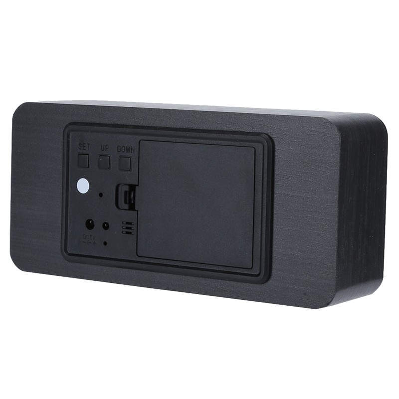 LED Wooden Alarm Clock Electronic Voice Control Temperature Date Table