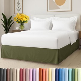 Pleated Bed Skirt Full Size - 3 Sided Pleated Bed Skirt Full - Ultra-Soft, Easy Fit with 18 Inch Tailored Drop - Hotel Quality, Wrinkle & Fade Resistant - for Women, Men, Kids and Teens - Sage Green