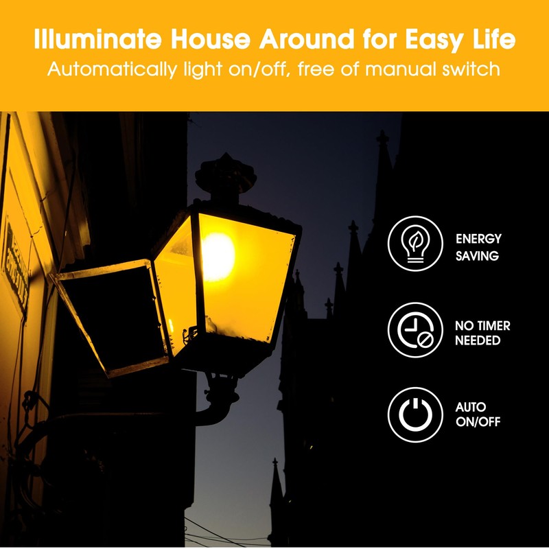 Dusk to Dawn LED Yellow Bug Light Bulb, 6W(40W Equivalent)