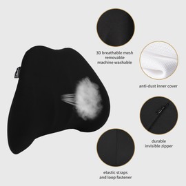 Car Lumbar Support Pillow, Memory Cotton Lumbar Pillow, Ergonomically Designed to Promote Good Spinal Posture and Comfortable Sitting Posture While Driving (Black)