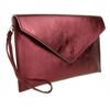 Girly Handbags Italian Suede Envelope Clutch Bag, Metallic Burgundy