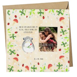 Mr. & Mrs. Panda Personalisierte Foto Deluxe Karte Chinchilla Blume - Geschenk, Tiere, Gute Laune, Kummer, Tiermotive, Chinchillas, lustige Sprüche,