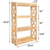YCICI Open Bookshelf, 4 Tier Bookcase, Small Bookshelf, Wooden Book