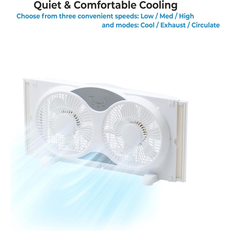 EZ-CHILL 9” Window Fan with Remote Control, 3 Speed Dual