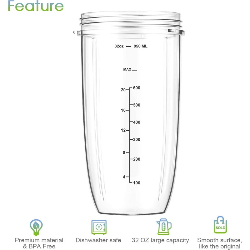 New Blender Cup and Blade Replacement Parts 32oz Cup and
