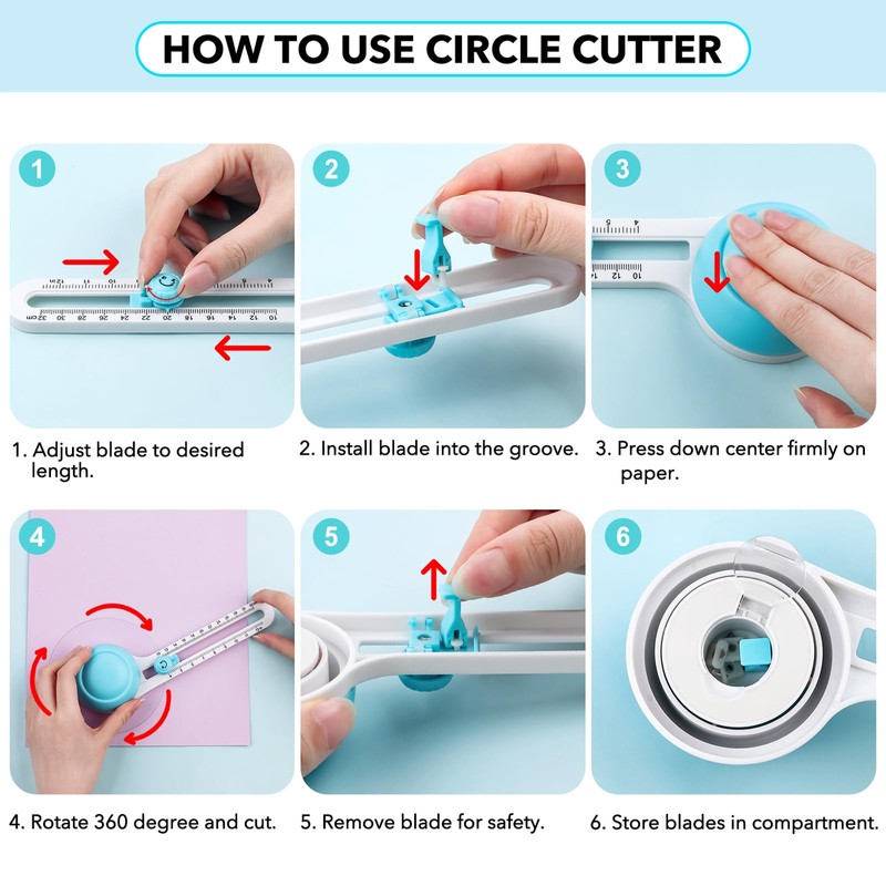 Circular Paper Cutter Adjustable Rotary Round Paper Cutter Trimmer with