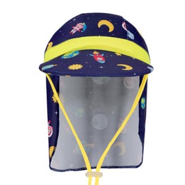 MK MATT KEELY Schirmmütze Kinder UV Schutz 50+ 1-10 Jahre Mädchen Jungen Elastische Sonnenhut mit Nackenschutz,Marine Weltraum