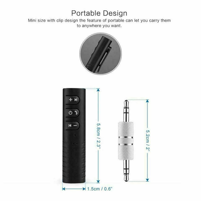 Unbranded Wireless Bluetooth Receiver 3.5mm AUX Audio Stereo Music Hands