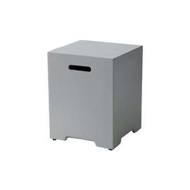 COSIEST Outdoor Hideaway Tank Table for Gas Fire Pits, Hides Standard 20lb 16-inch Propane Tank Cover w Side Handles (Gray)