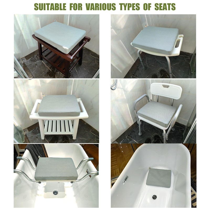Gwremzlox Shower Seat Cushion,Thickened Shower Chair Cushion 4D Air Fiber