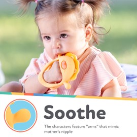 Nuby Silicone Wrist Teething Mitten - BPA-Free Teether Ring - 3+ Months - Lion