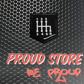 Manual Shift Decal 6 Speed Car Domed Gloss Black Emblem Decal Black Sticker 2"x 2.25"