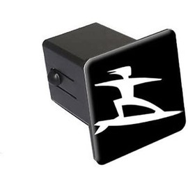 Graphics and More Surfer White On Black - 2" Tow Trailer Hitch Cover Plug Insert