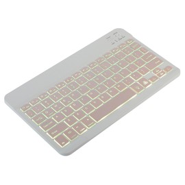 10 inch Wireless BT Keyboard Ultra-thin Rechargeable BT Keyboard Three-system Compatible 7-color Monochrome backlight White