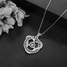 VENACOLY Viking Snake Necklace For Men Women, With Viking Runes Pendant Sterling Silver Viking Norse Jewelry Gift，22+2 Chain