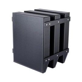 UnionBasic PU Leather Stackable Office File Document Tray Case Rack Desk File Document Organizer Holder (Black (3-Tray))