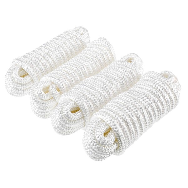 Amarine Made Double Braided Nylon Dock Lines 7700 lbs Breaking Strength (L:25 ft. D:5/8 inch Eyelet:15 inch) 4 Pack of Marine Mooring Rope Boat Dock Lines Working Load Limit:1540 lbs