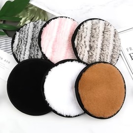 Reusable Washable Makeup Remover Pads -Reusable Face Pads, Makeup Round Puff for All Skin Types - Washable Microfiber/Cotton Cloths - (6-pack)