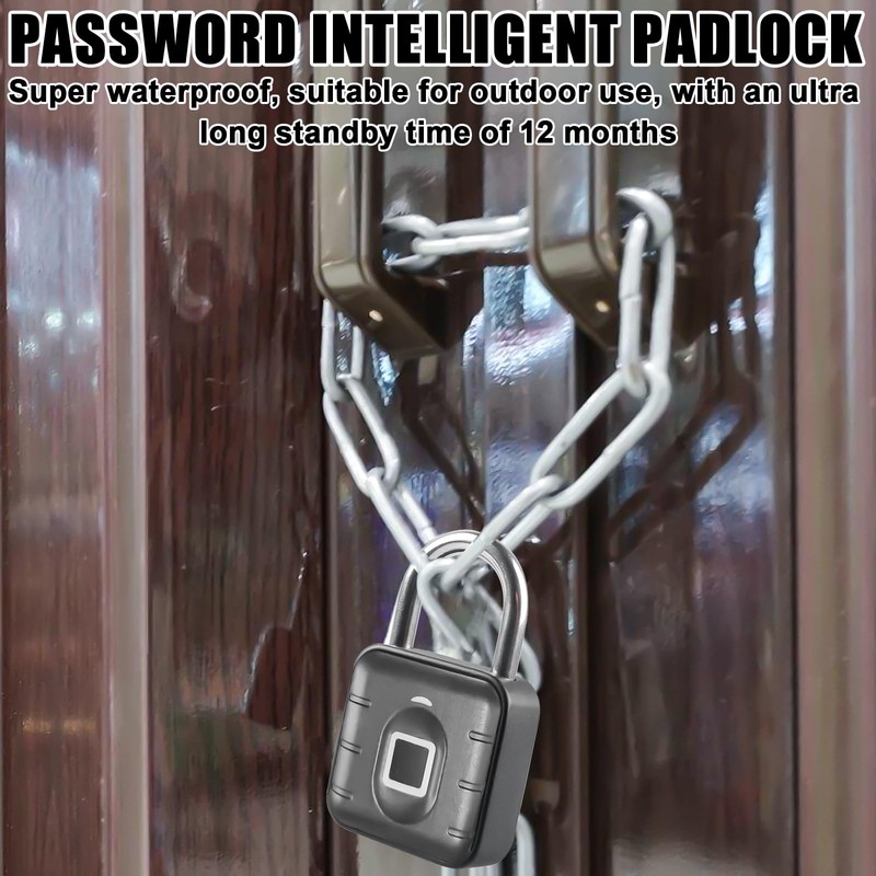 Padlock Fingerprint, USB Charging, Multi-User Keyless Lock, Weatherproof Lock with