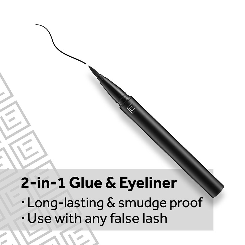 Eylure Line & Lash Kit, 2-in-1 Lash Black Glue Eyeliner
