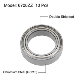 uxcell 6700ZZ Deep Groove Ball Bearings Z2 10mm x 15mm x 4mm Double Shielded Chrome Steel 10pcs