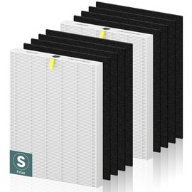 C545 True HEPA Replacement Filter S Compatible with Winix C545 Air Purifier 1712-0096-00 and 2522-0058-00, 2 x H13 True HEPA Filter + 8 x Activated Carbon Filters