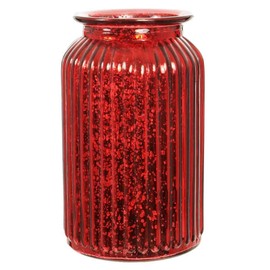 Angraves Splatter Red Ribbed Flower Vase Jar Home Decoration Decor Ornament (18.5cm)