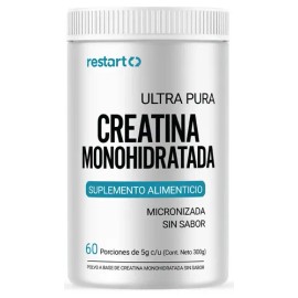 Creatina Monohidratada Restart En Polvo | Pre Workout - 100% Alta Pureza Certificada | Disuelve Rápido -con Scoop Dosificador - Creatine Monohydrate Pre Entreno - Creatina Mujer /hombre - Gym 300g