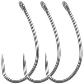 Barbless Fishing Hooks 200pcs High Carbon Steel Circle Curve Shank Trout Carp Fishing No Barb Small Fly Tying Hooks, Size 8#